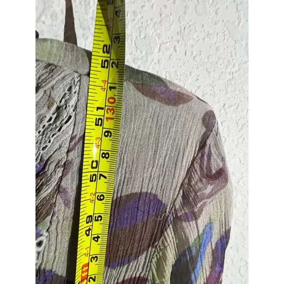 Soft Surroundings Dress Taupe Floral Peasant Chiffon Prairie Women's Size 8 - Picture 12 of 12